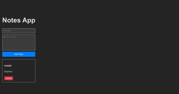 Notes app demo generated by coding agent