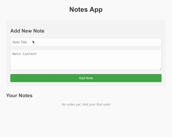Notes app demo generated by coding agent